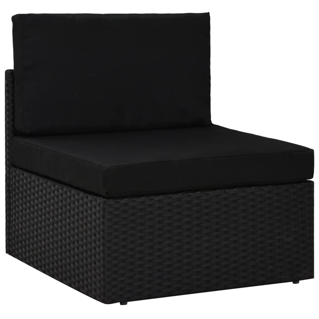 vidaXL Modulares Mittelsofa Poly Rattan Schwarz