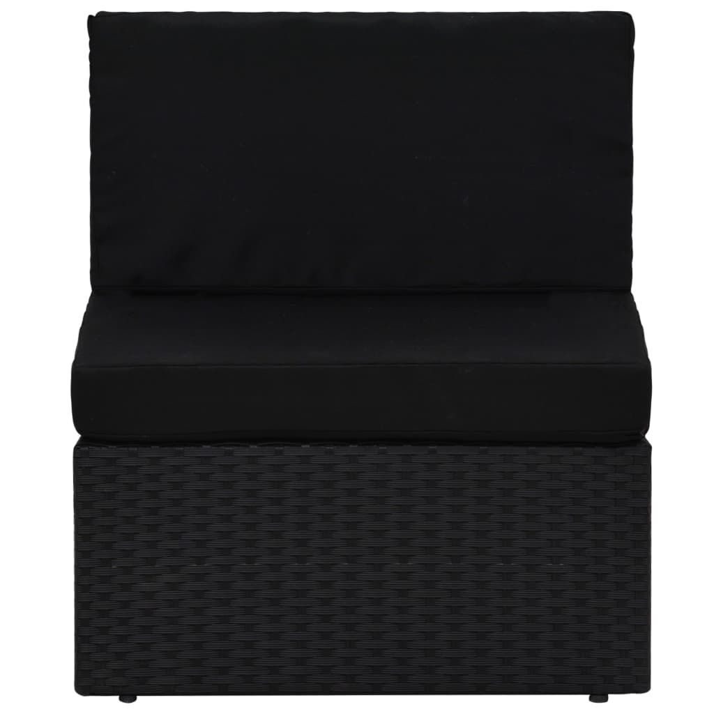 vidaXL Modulares Mittelsofa Poly Rattan Schwarz