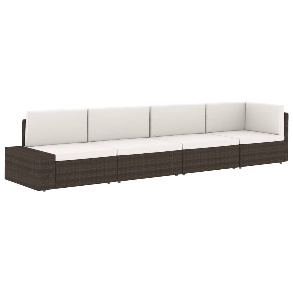 vidaXL Modulares Mittelsofa Poly Rattan Schwarz