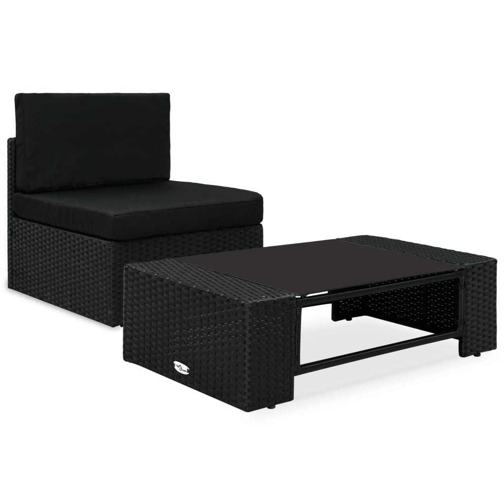 vidaXL Modulares Mittelsofa Poly Rattan Schwarz