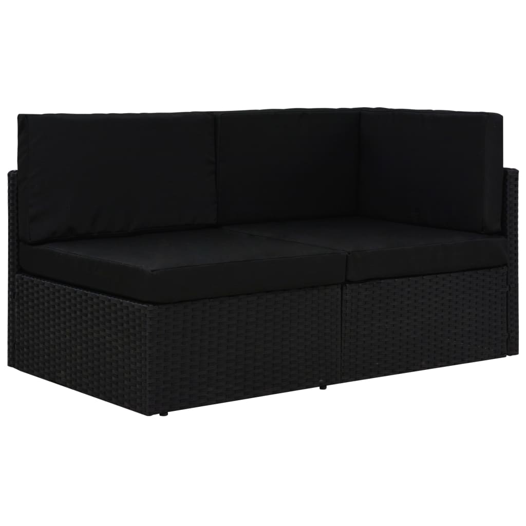vidaXL Modulares Mittelsofa Poly Rattan Schwarz