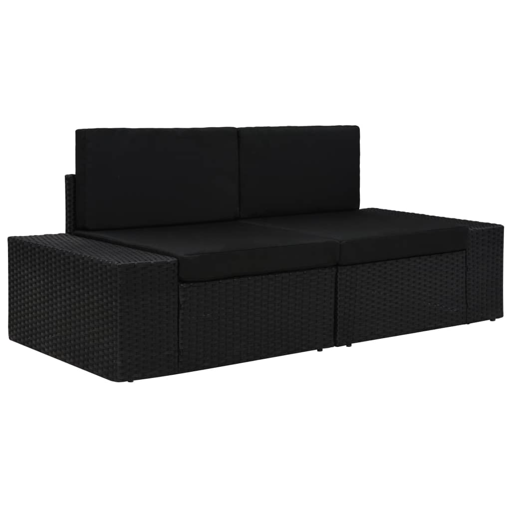 vidaXL Modulares Mittelsofa Poly Rattan Schwarz