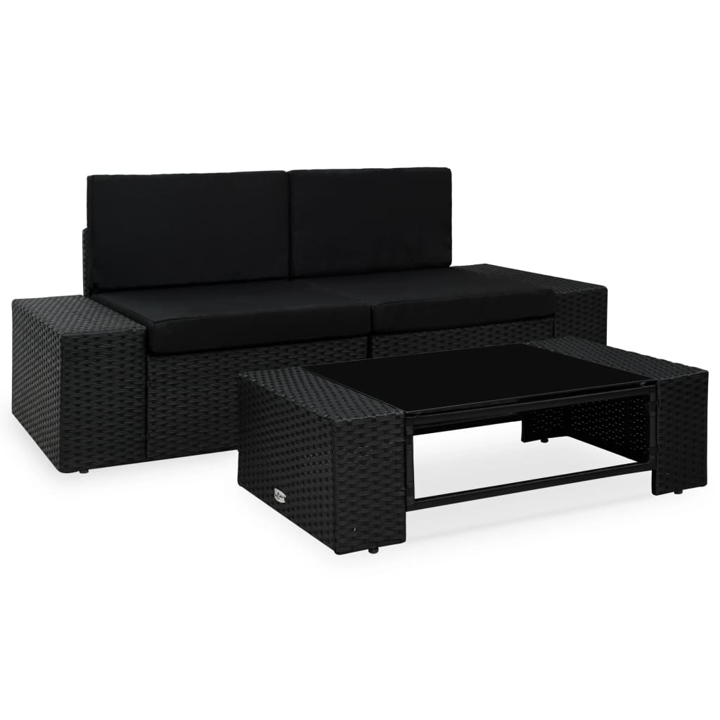 vidaXL Modulares Mittelsofa Poly Rattan Schwarz