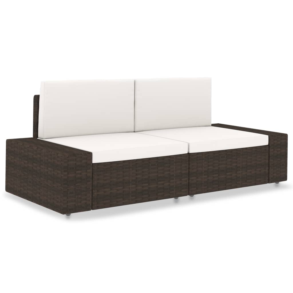 vidaXL Modulares Mittelsofa Poly Rattan Schwarz