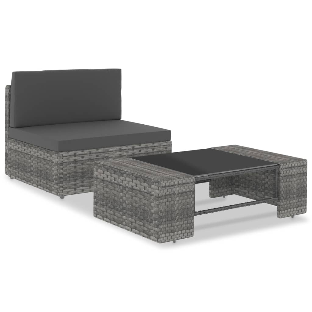 vidaXL Modulares Mittelsofa Poly Rattan Schwarz
