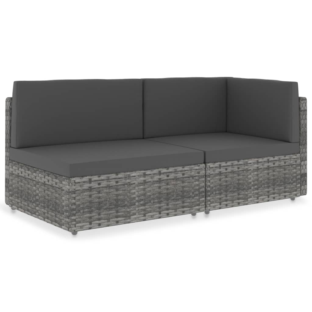 vidaXL Modulares Mittelsofa Poly Rattan Schwarz