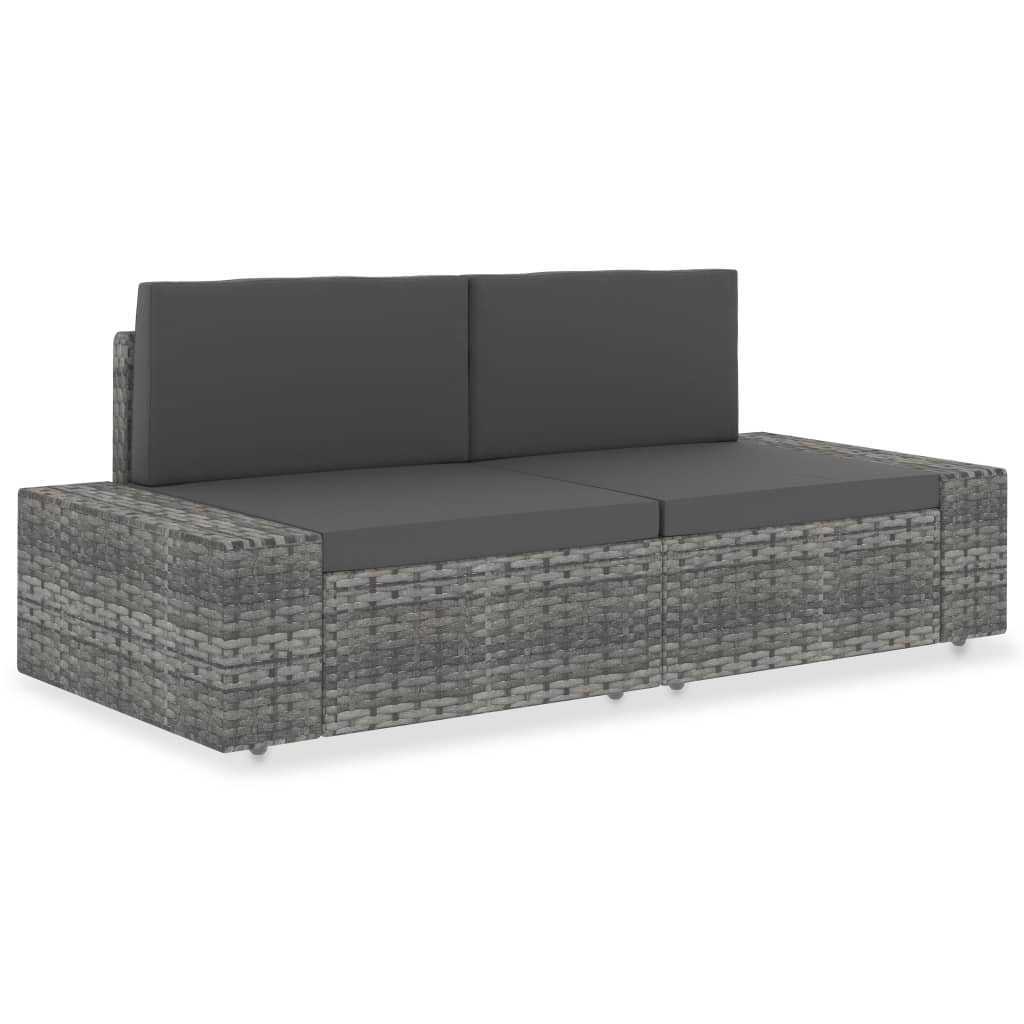 vidaXL Modulares Mittelsofa Poly Rattan Schwarz