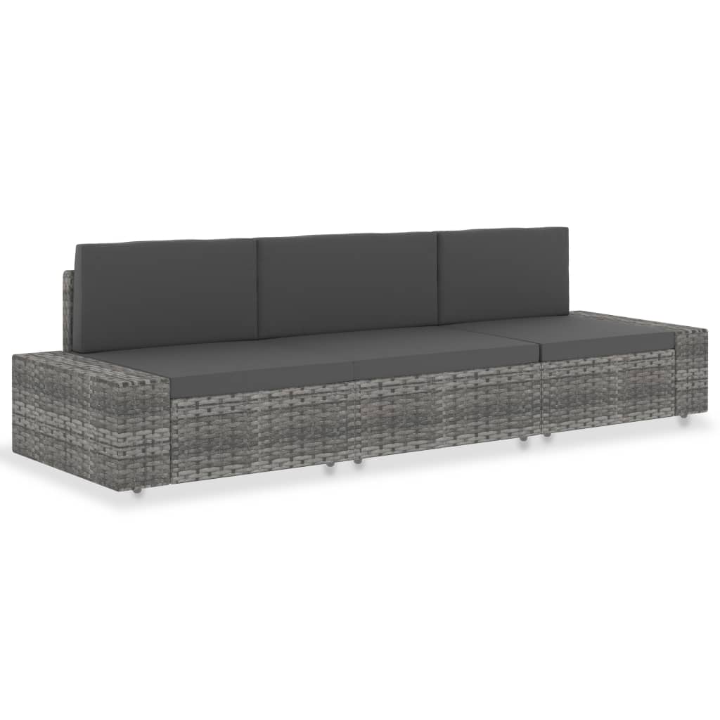 vidaXL Modulares Mittelsofa Poly Rattan Schwarz