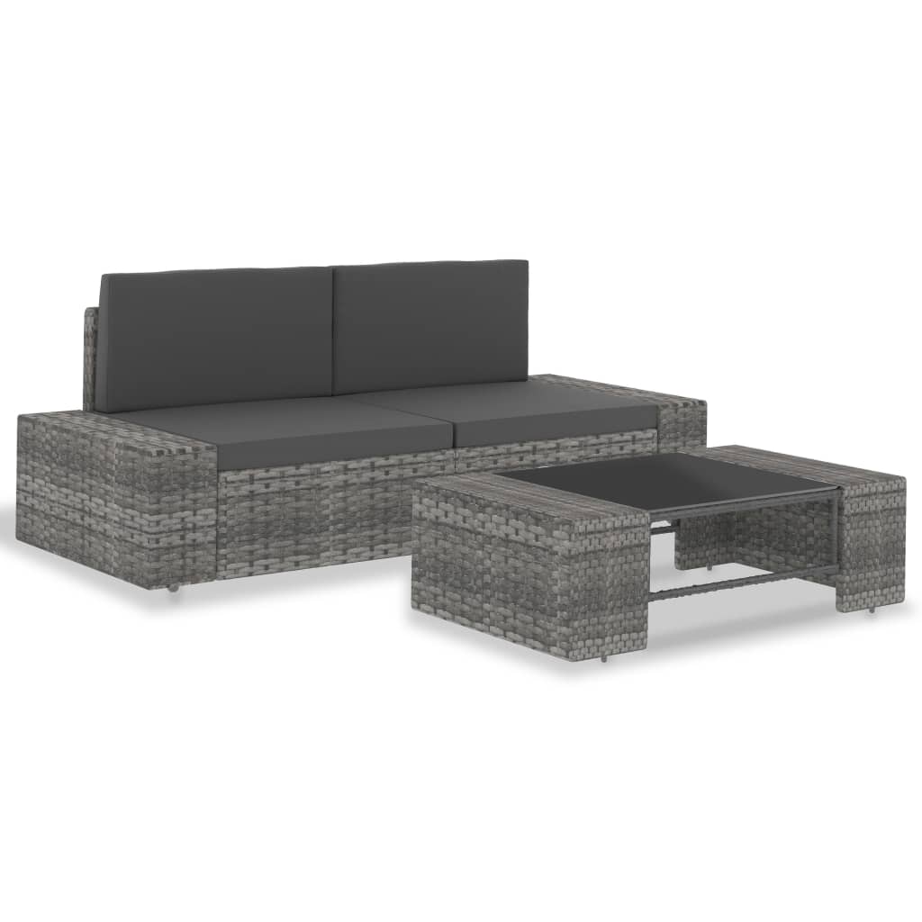 vidaXL Modulares Mittelsofa Poly Rattan Schwarz