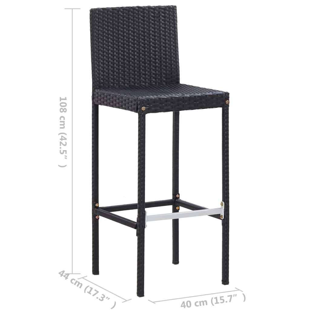 vidaXL 7-tlg. Gartenbar-Set mit Kissen Poly-Rattan Schwarz