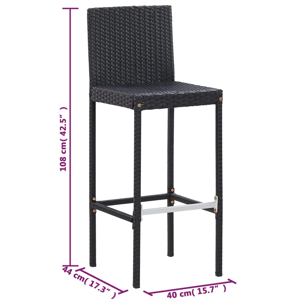 vidaXL 5-tlg. Garten-Bar-Set Poly Rattan und Akazienholz Schwarz