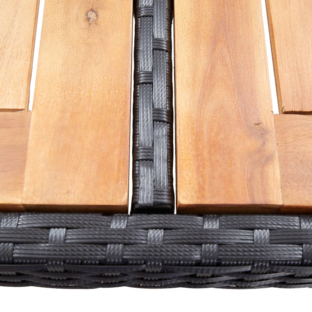 vidaXL 5-tlg. Garten-Bar-Set Poly Rattan und Akazienholz Schwarz