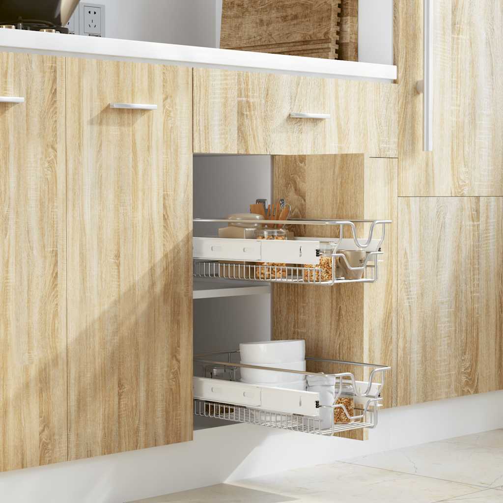 vidaXL Küchen-Drahtkörbe 2 Stk. Ausziehbar Silbern 45 cm