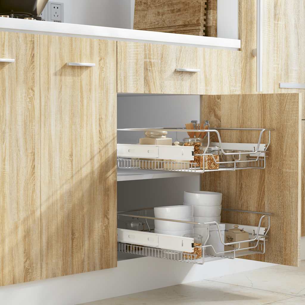 vidaXL Küchen-Drahtkörbe 2 Stk. Ausziehbar Silbern 45 cm