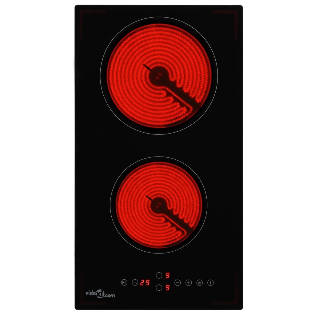 vidaXL Glaskeramik-Kochfeld mit 2 Platten Touch Control 3000 W