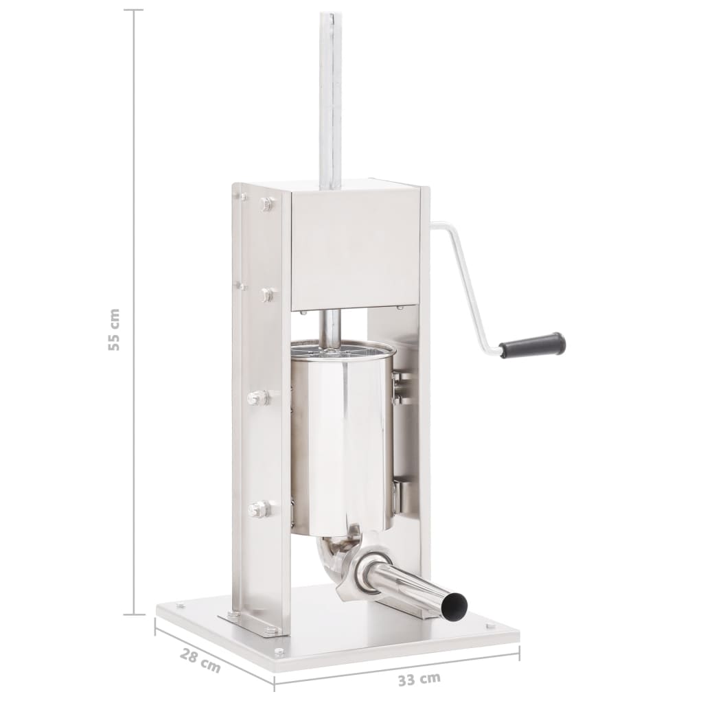 vidaXL Manueller Wurstfüller Silbern 3 L Edelstahl