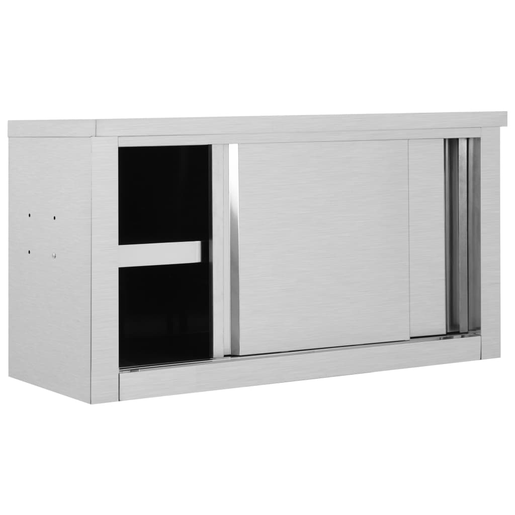 vidaXL Wandhängeschrank mit Schiebetüren 90×40×50 cm Edelstahl