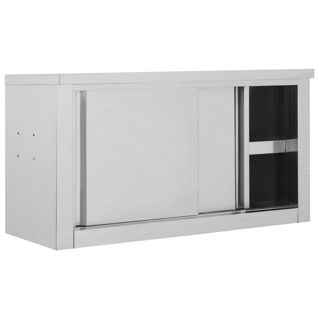 vidaXL Wandhängeschrank mit Schiebetüren 90×40×50 cm Edelstahl