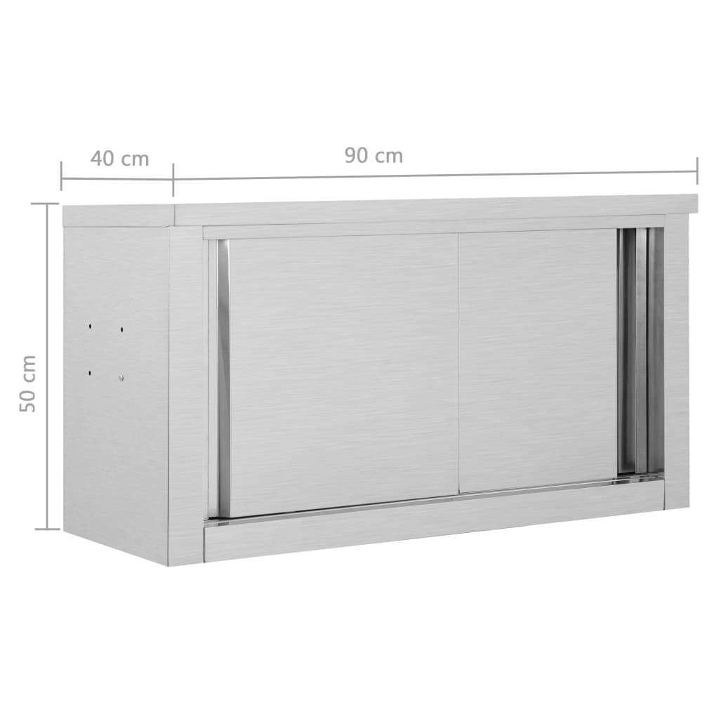 vidaXL Wandhängeschrank mit Schiebetüren 90×40×50 cm Edelstahl