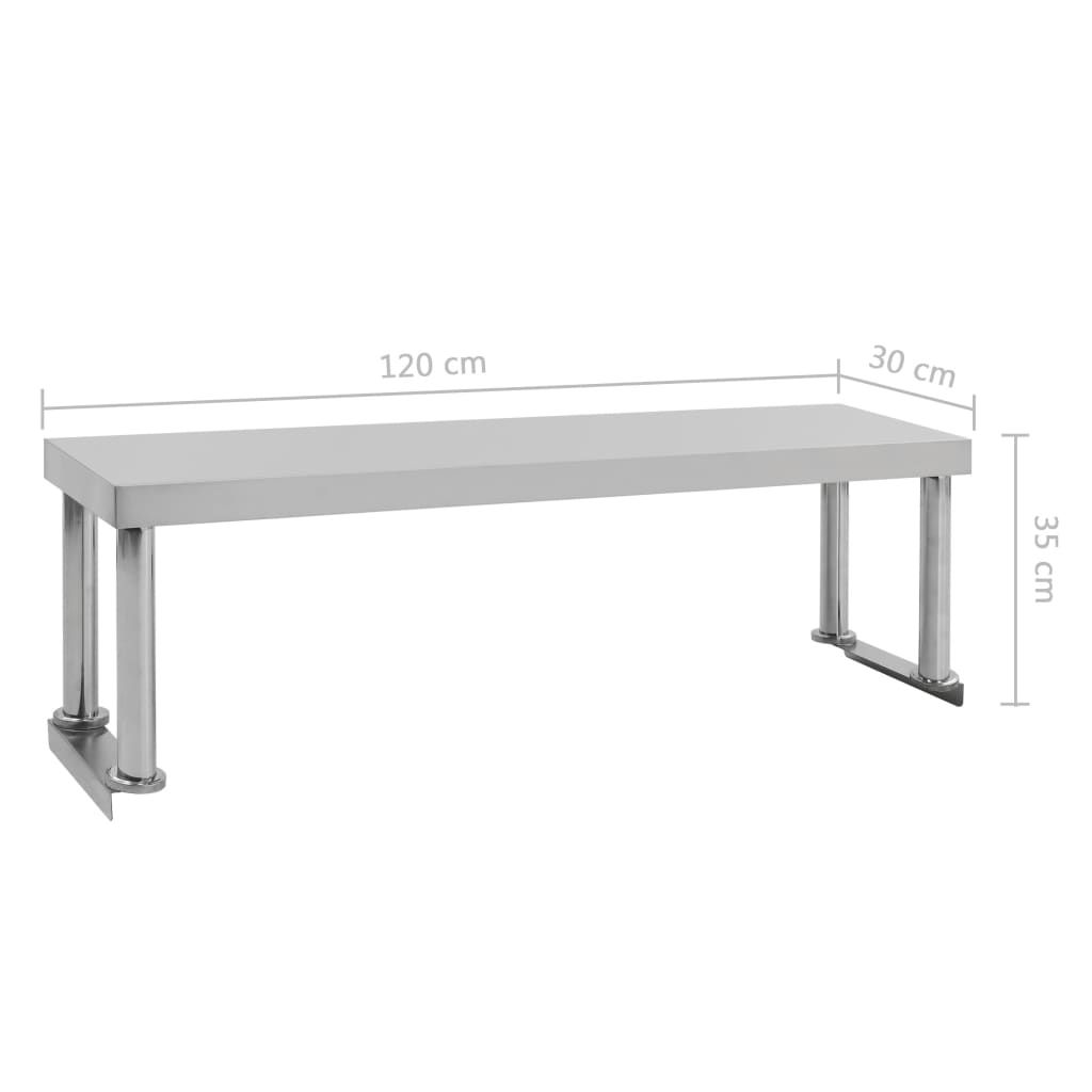 vidaXL Aufsatzboard für Arbeitstisch 120 x 30 x 35 cm Edelstahl
