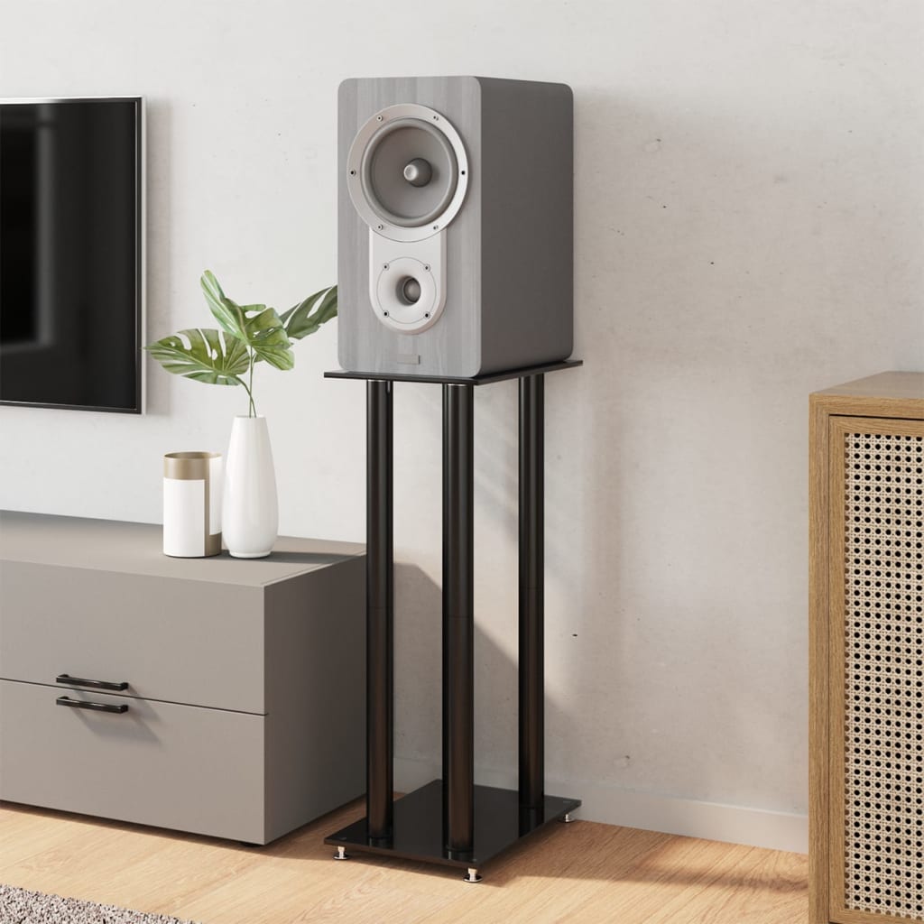 vidaXL Lautsprecher-Ständer 2 Stk. Schwarz Hartglas 4 Säulen