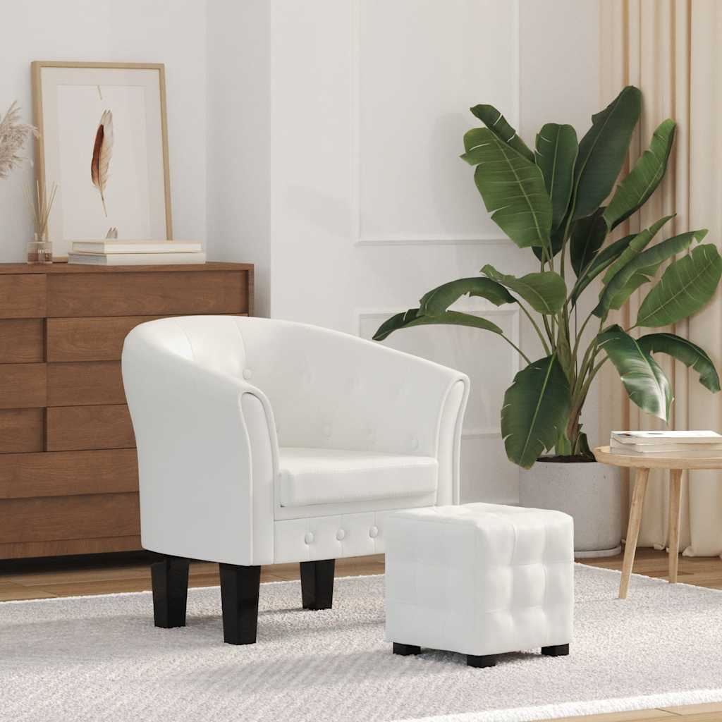 vidaXL Clubsessel mit Fußhocker Braun Kunstleder