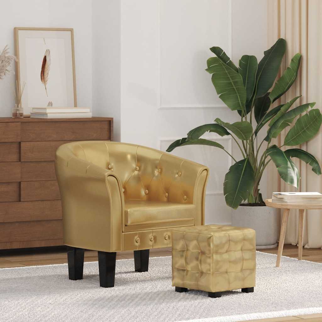 vidaXL Clubsessel mit Fußhocker Braun Kunstleder