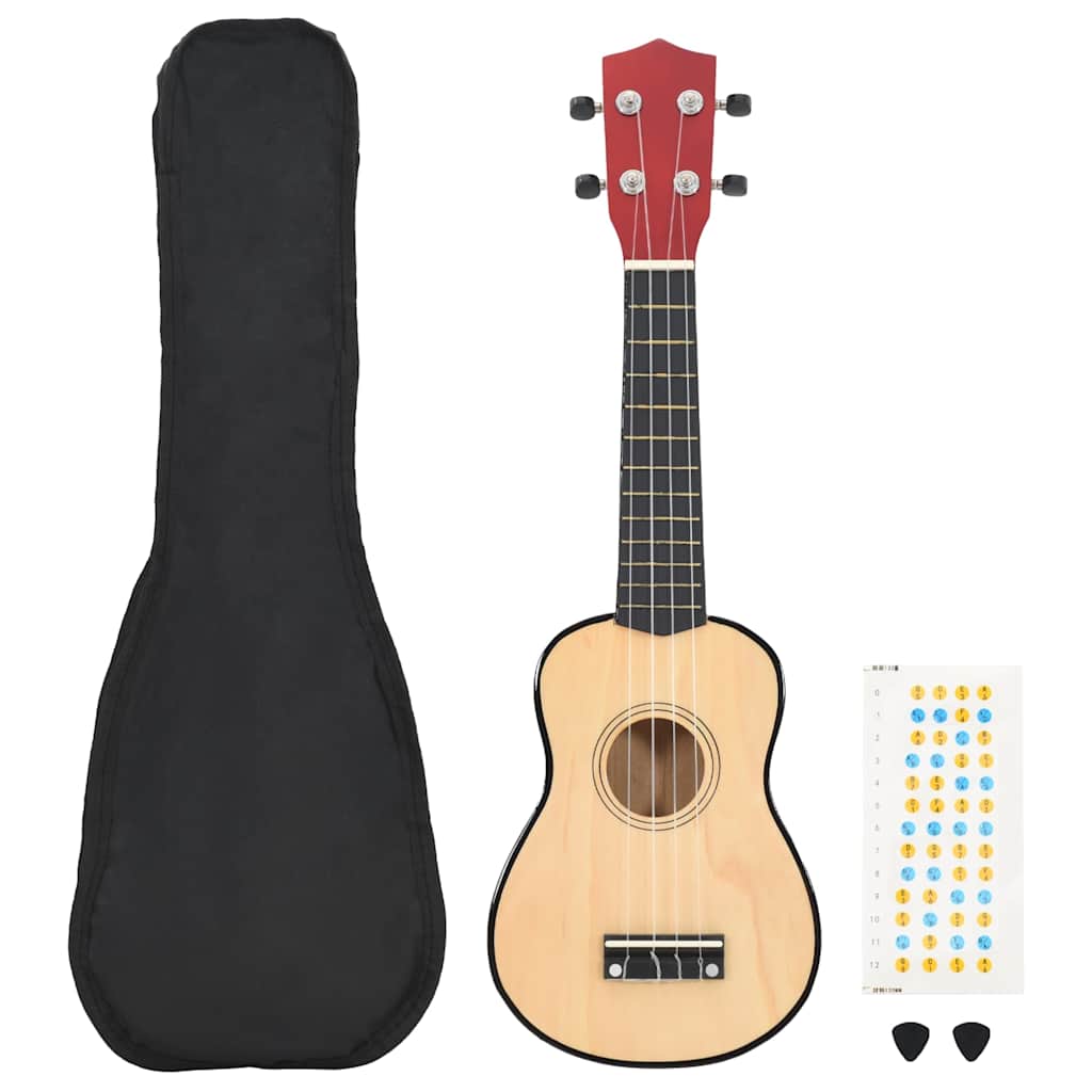 vidaXL Sopran Ukulele Set für Kinder mit Tasche Dunkles Holz 21"
