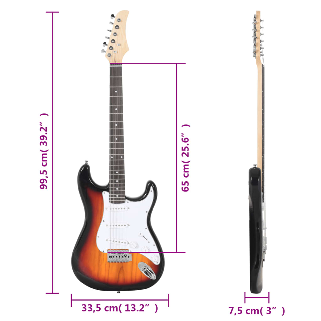 vidaXL E-Gitarre für Anfänger mit Tasche Braun und Weiß 4/4 39"