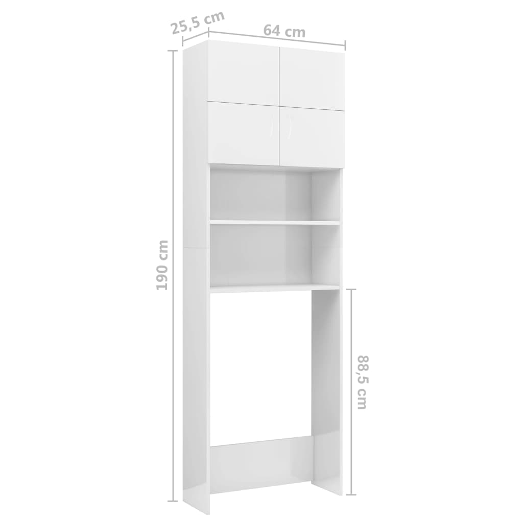 vidaXL Waschmaschinenschrank Weiß 64x25,5x190 cm Holzwerkstoff