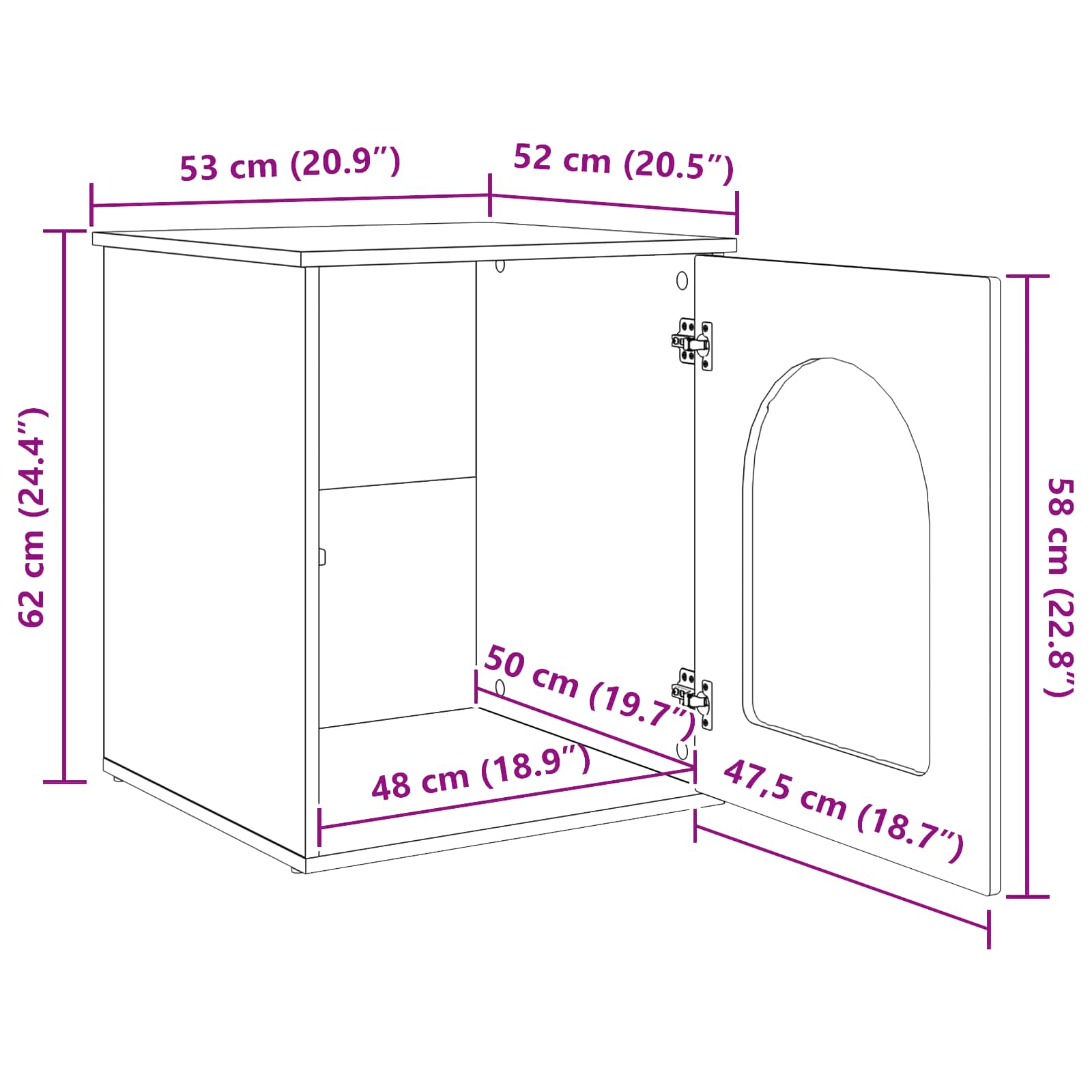 vidaXL Katzenhaus Weiß 53 x 52 x 62 cm Holzwerkstoff