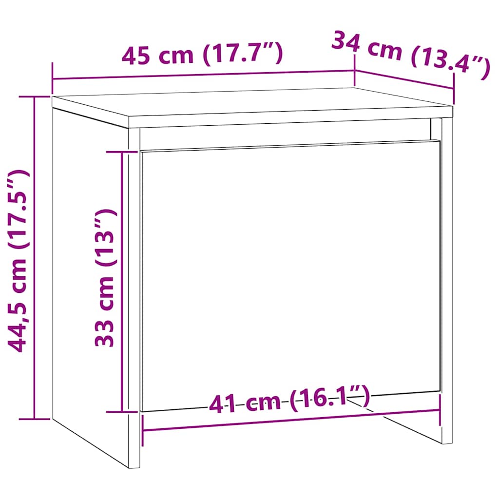 Nachttisch Weiß 45x34x44,5 cm Holzwerkstoff