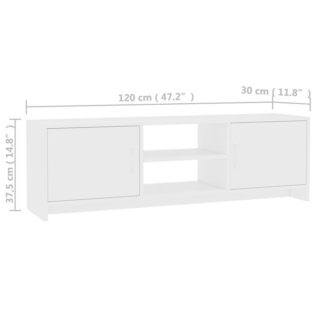 vidaXL TV-Schrank Weiß 120x30x37,5 cm Holzwerkstoff