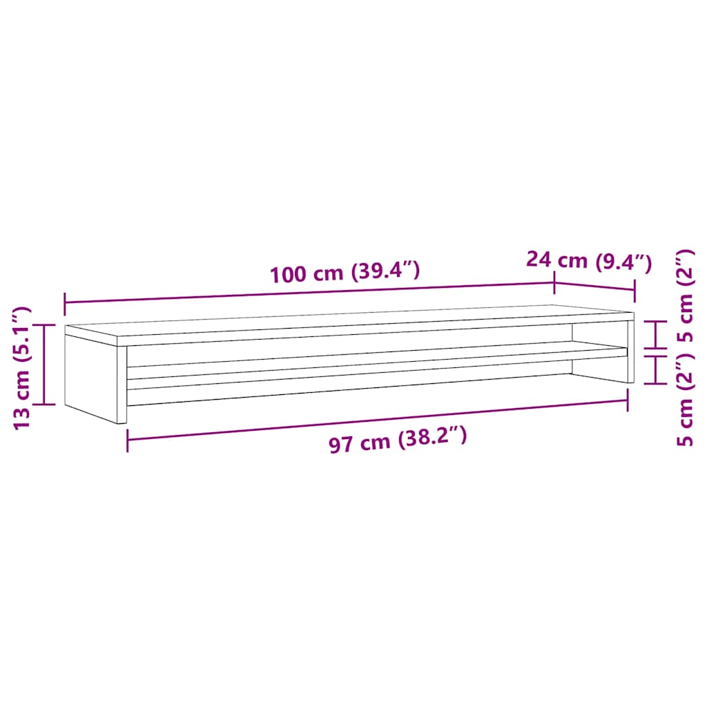 vidaXL Monitorständer Weiß 100x24x13 cm Holzwerkstoff