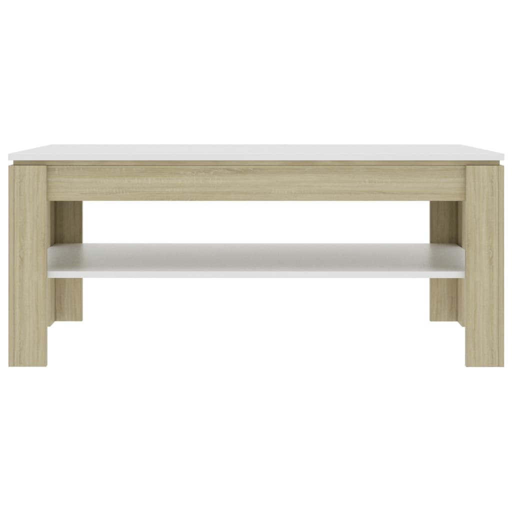 vidaXL Couchtisch Weiß und Sonoma-Eiche 110x60x47 cm Holzwerkstoff