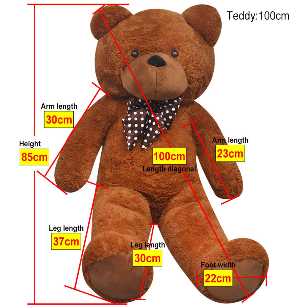 vidaXL Weicher XXL-Plüsch-Teddybär Braun 85 cm
