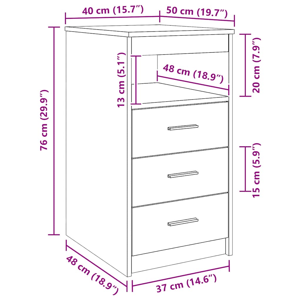Sideboard mit Schubladen Weiß 40x50x76 cm Holzwerkstoff