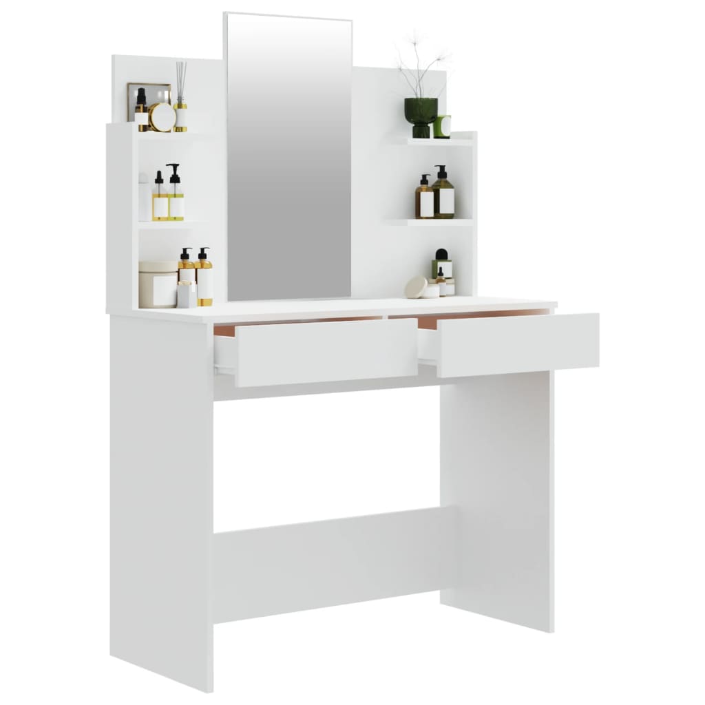 Schminktisch mit Spiegel Weiß 96x40x142 cm