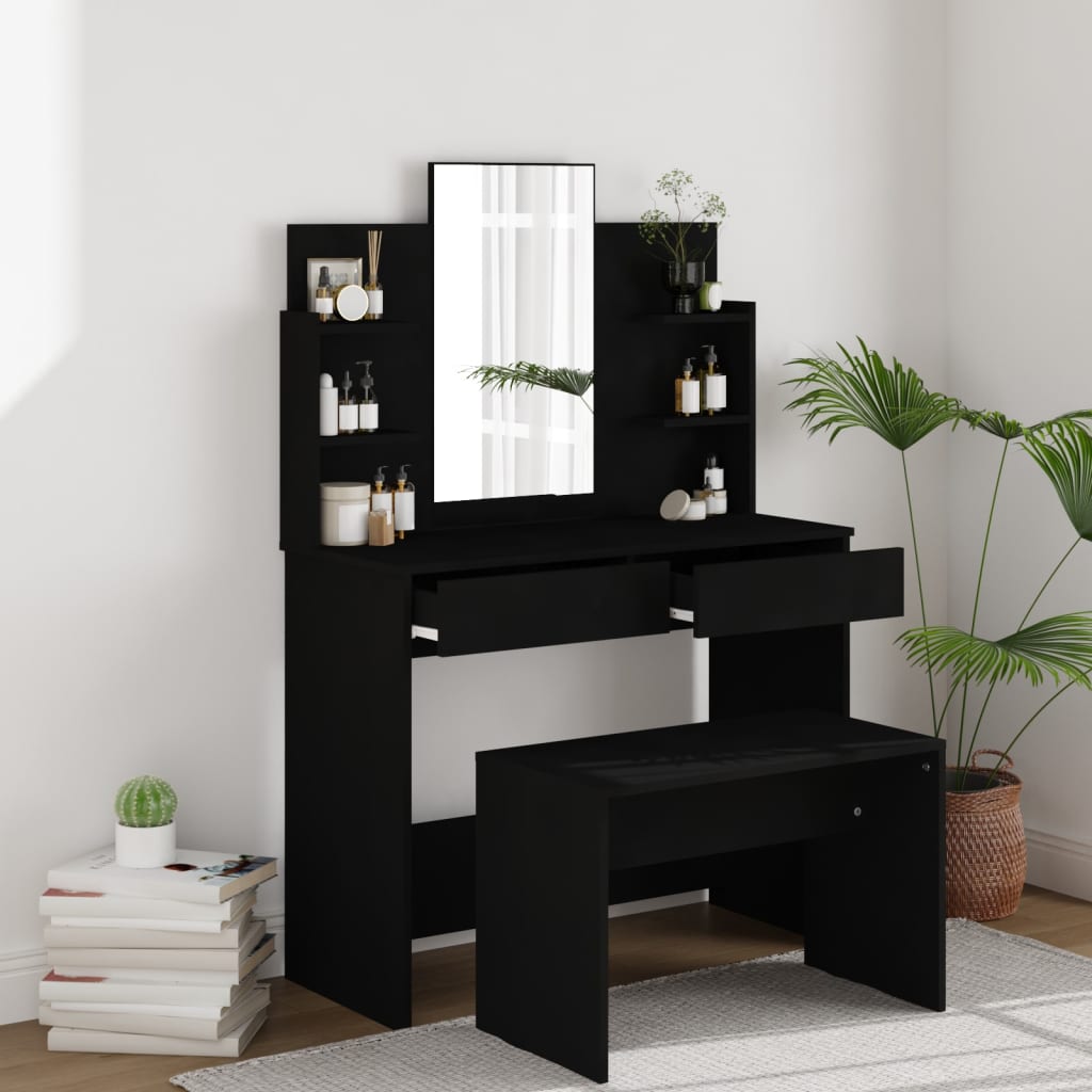 Schminktisch mit Spiegel Weiß 96x40x142 cm