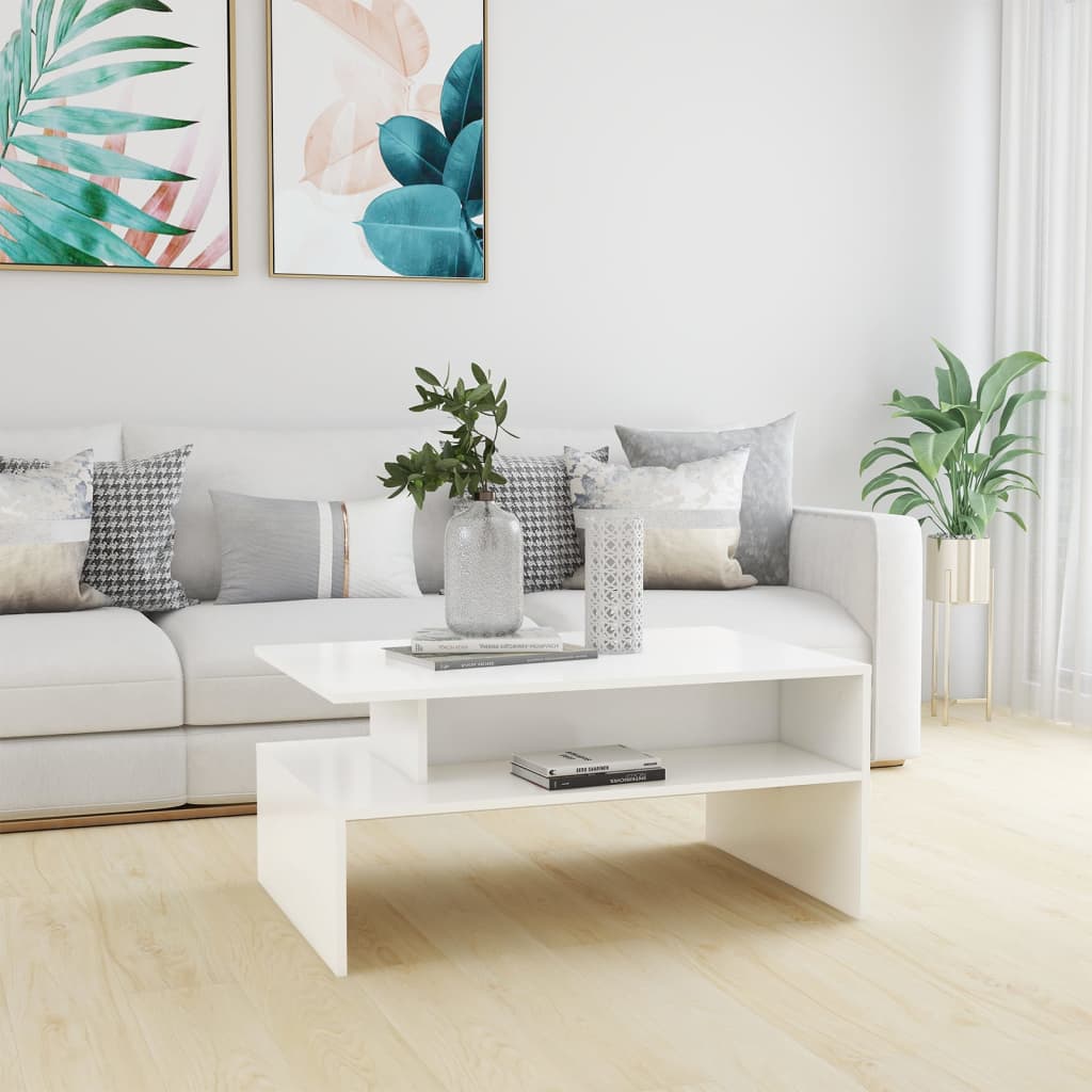 Couchtisch Weiß 90x60x42,5 cm Holzwerkstoff