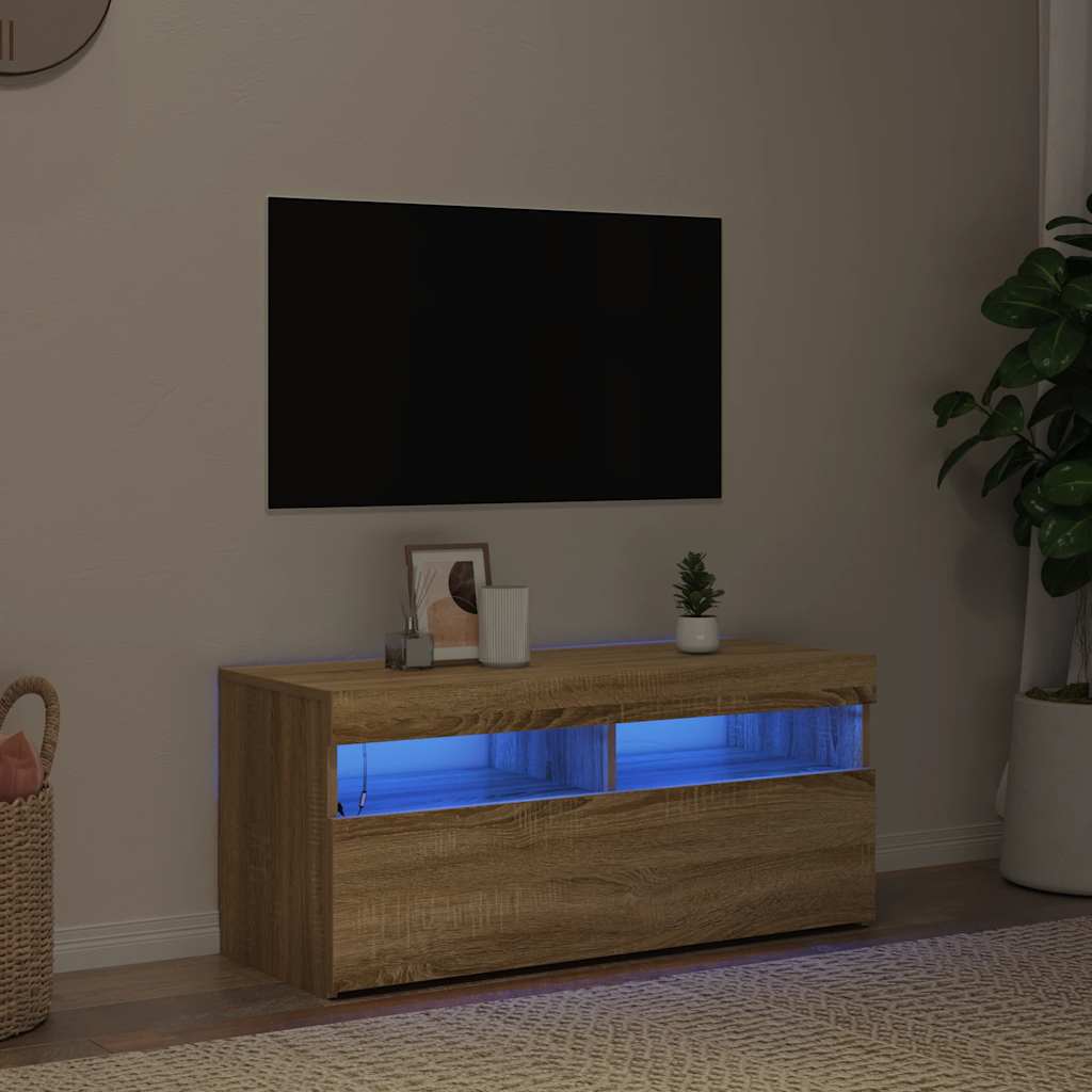 TV-Schrank mit LED-Leuchten Weiß 120x35x40 cm