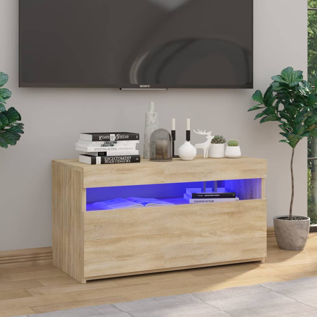 TV-Schrank mit LED-Leuchten Weiß 120x35x40 cm