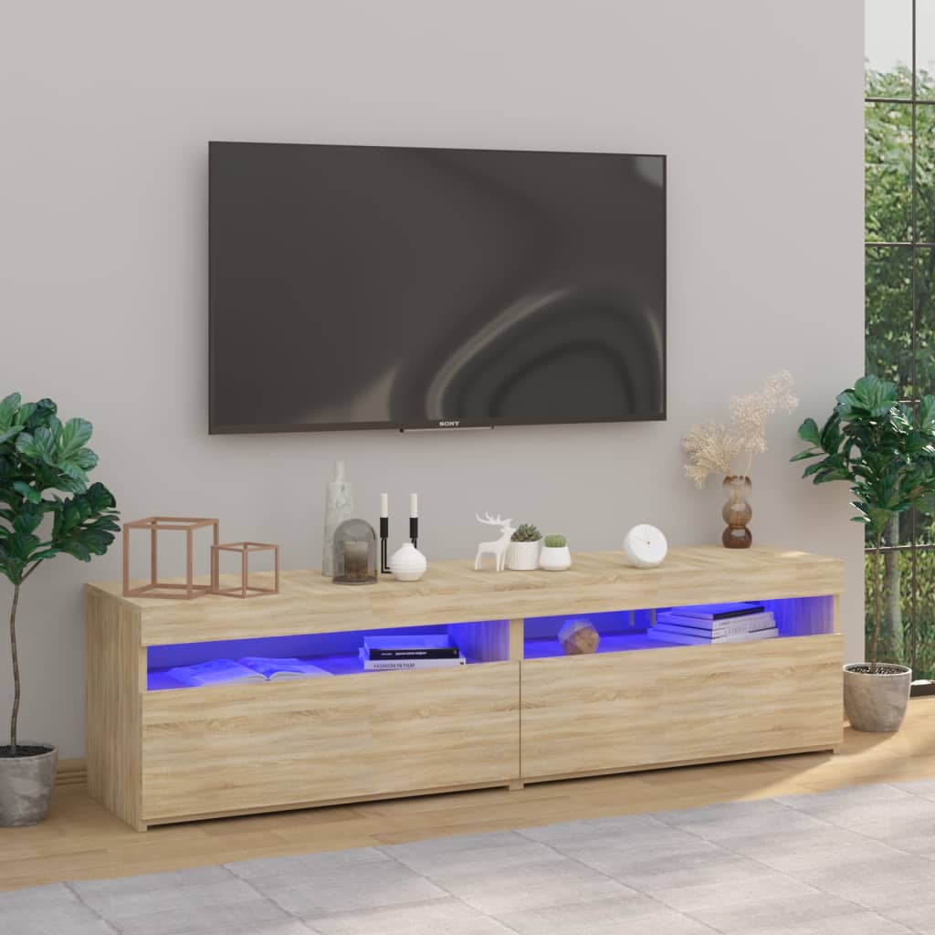 TV-Schrank mit LED-Leuchten Weiß 120x35x40 cm