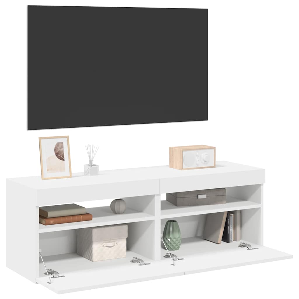 TV-Schrank mit LED-Leuchten Weiß 120x35x40 cm