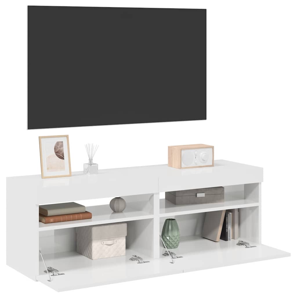 TV-Schrank mit LED-Leuchten Weiß 120x35x40 cm