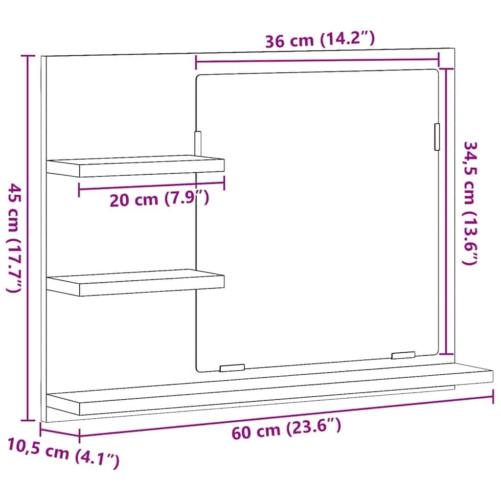 Badspiegel Weiß 60x10,5x45 cm Holzwerkstoff