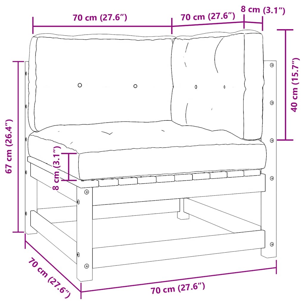 Garten-Ecksofa mit Grauen Kissen Massivholz Kiefer