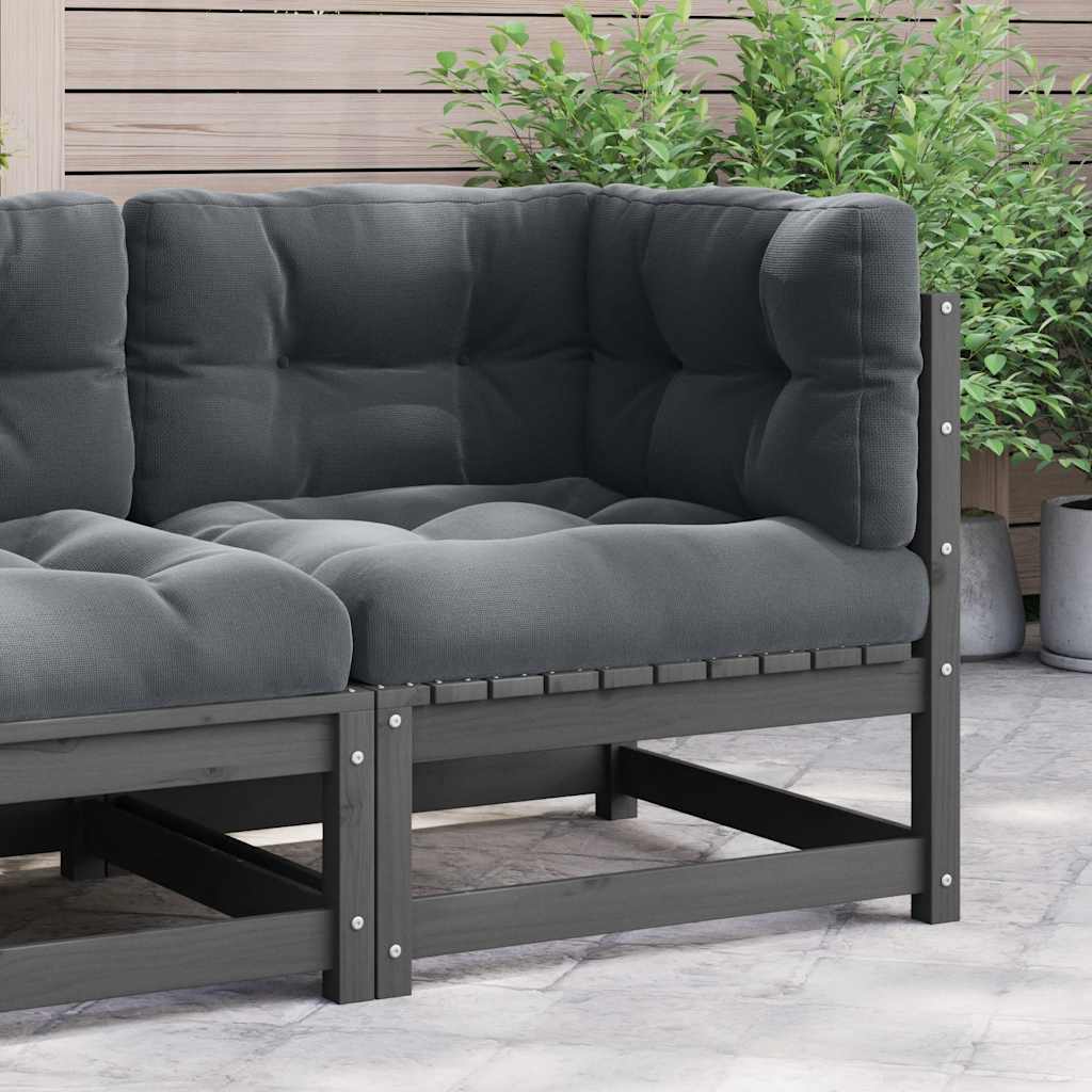 Garten-Ecksofa mit Grauen Kissen Massivholz Kiefer
