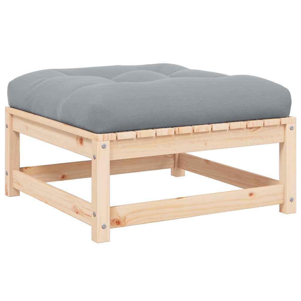 Garten-Ecksofa mit Grauen Kissen Massivholz Kiefer
