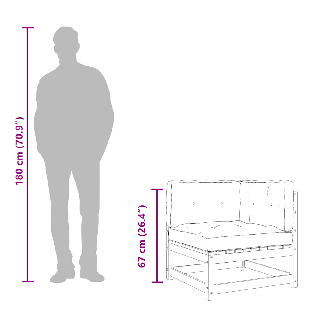 Gartensofa 2-Sitzer mit Kissen Kiefer Massivholz